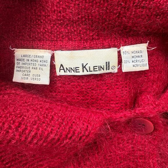 VTG Anne Klein II Mohair Sweater Cardigan Sz L Res Button Up Grannycore Cozycore - Picture 7 of 10